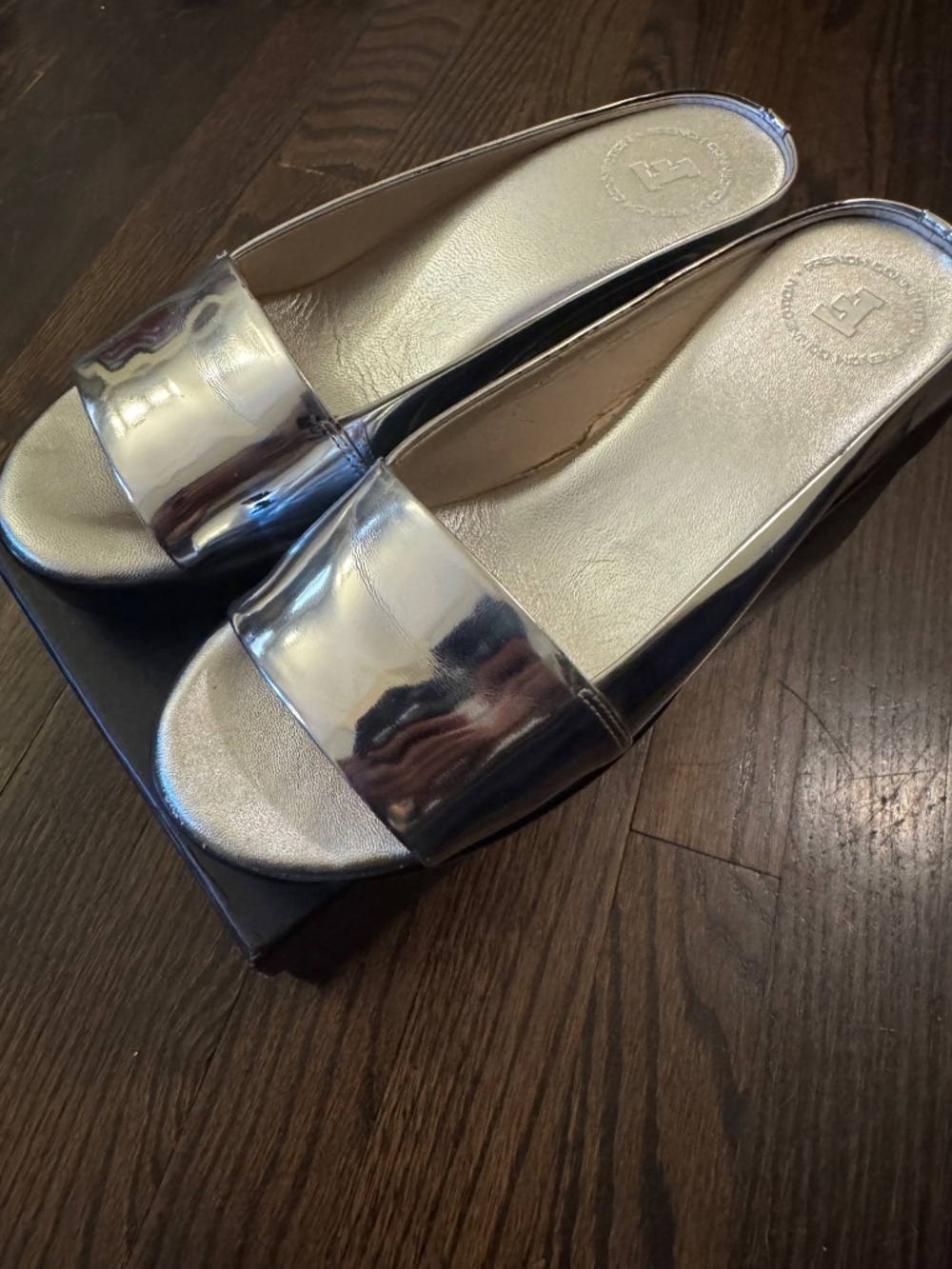 French Connection Silver Wedge Sandals